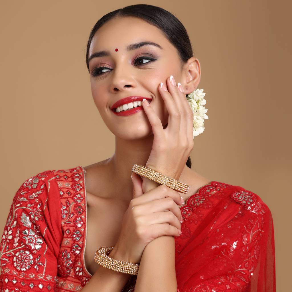 Golden Pearl Handcrafted Heavy Bangles (Set Of 2) : RRSEP24-87