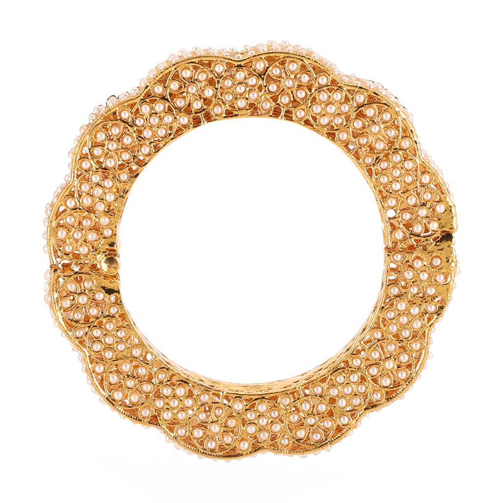 Golden Pearl Handcrafted Heavy Bangles (Set Of 2) : RRSEP24-87