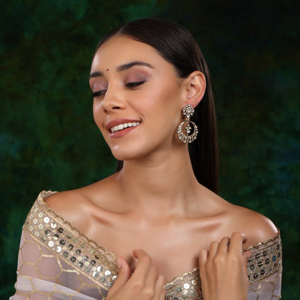 Chand Kundan Earrings : RRSEP24-8