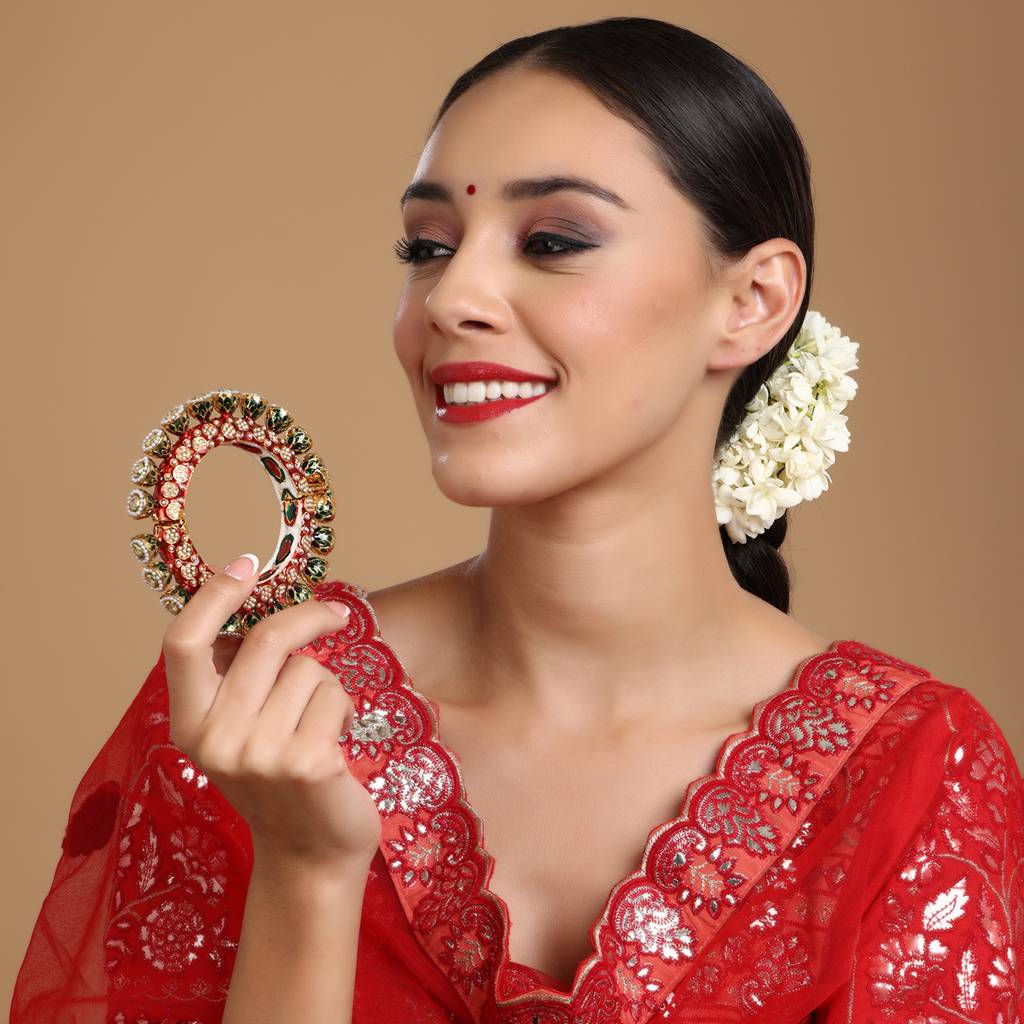Red Meenakari Handcrafted Heavy Bangle : RRSEP24-93