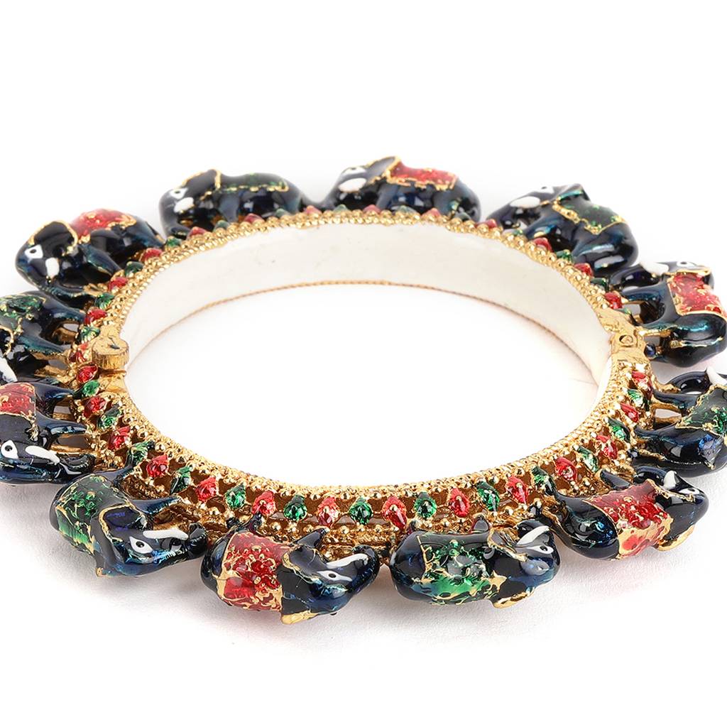 Elephant Blue Meenakari Handcrafted Heavy Bangle : RRSEP24-95