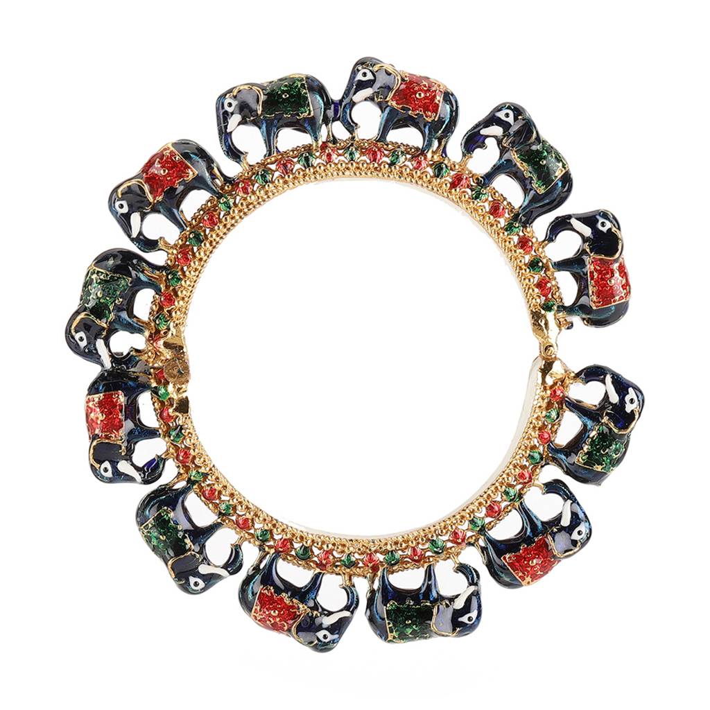 Elephant Blue Meenakari Handcrafted Heavy Bangle : RRSEP24-95