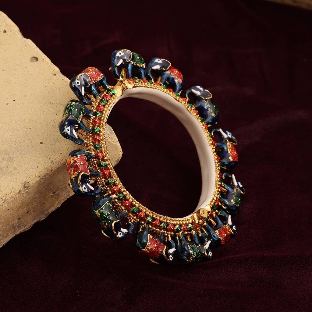 Elephant Blue Meenakari Handcrafted Heavy Bangle : RRSEP24-95