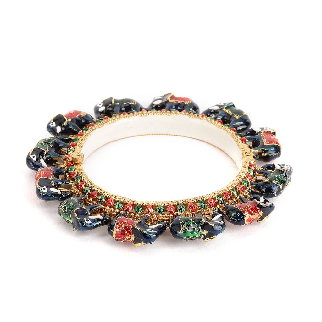 Elephant Blue Meenakari Handcrafted Heavy Bangle : RRSEP24-95