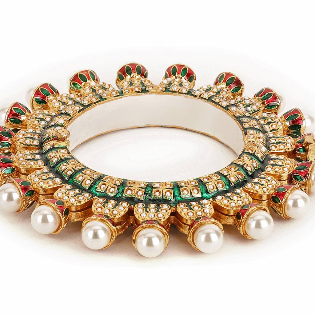 Oversized Pearl Meenakari Handcrafted Heavy Bangle : RRSEP24-96