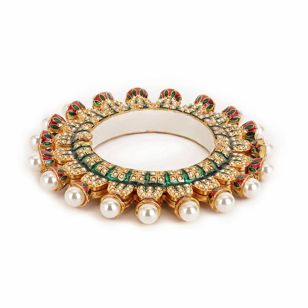 Oversized Pearl Meenakari Handcrafted Heavy Bangle : RRSEP24-96