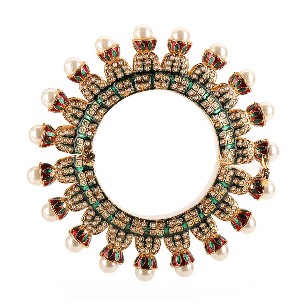 Oversized Pearl Meenakari Handcrafted Heavy Bangle : RRSEP24-96