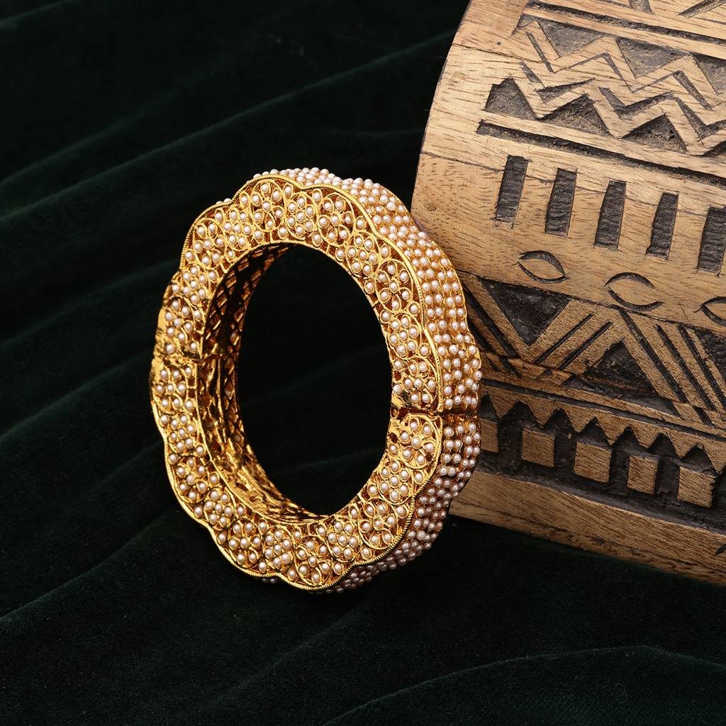 Golden Pearl Handcrafted Heavy Bangle : RRSEP24-97