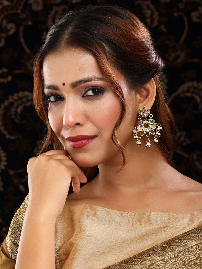 Navratan Kundan Earrings : RRSEP25-14