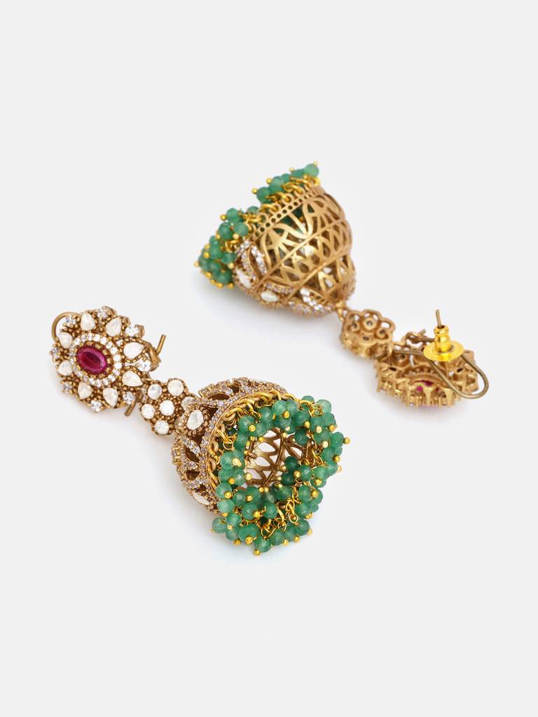 Diamond And Stone Jhumka Earrings : RRSEP25-19