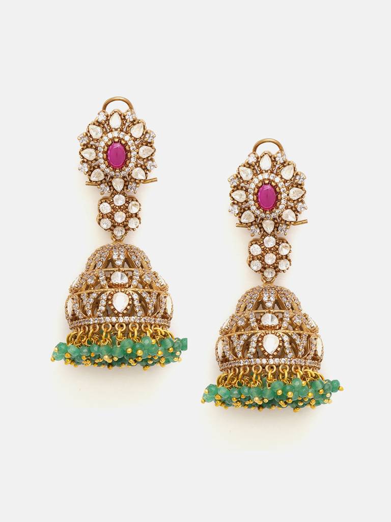 Diamond And Stone Jhumka Earrings : RRSEP25-19