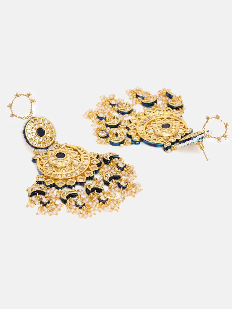 Kundan Chandbali Earrings With Ear Chains : RRSEP25-21