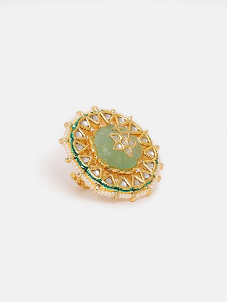 Green Stone Kundan Cocktail Ring : RRSEP25-60