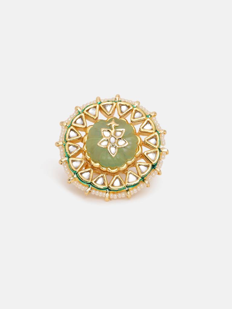 Green Stone Kundan Cocktail Ring : RRSEP25-60