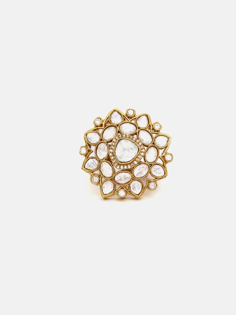 Kundan Cocktail Ring With Diamond Detailing : RRSEP25-69