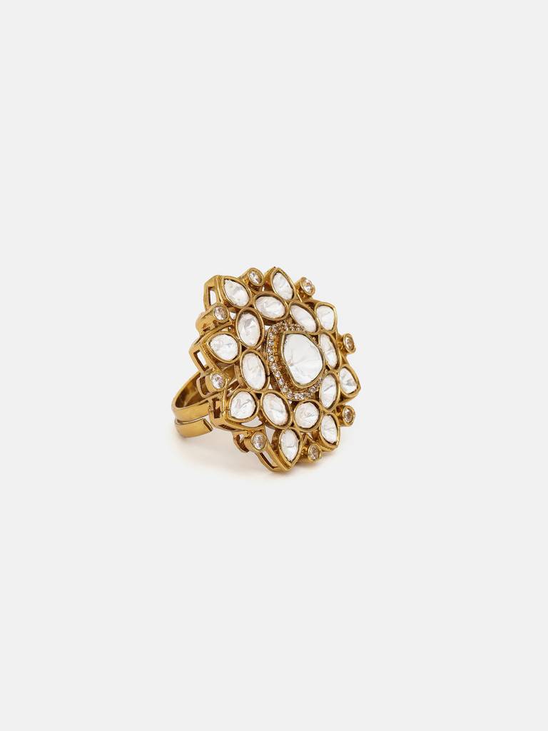 Kundan Cocktail Ring With Diamond Detailing : RRSEP25-69