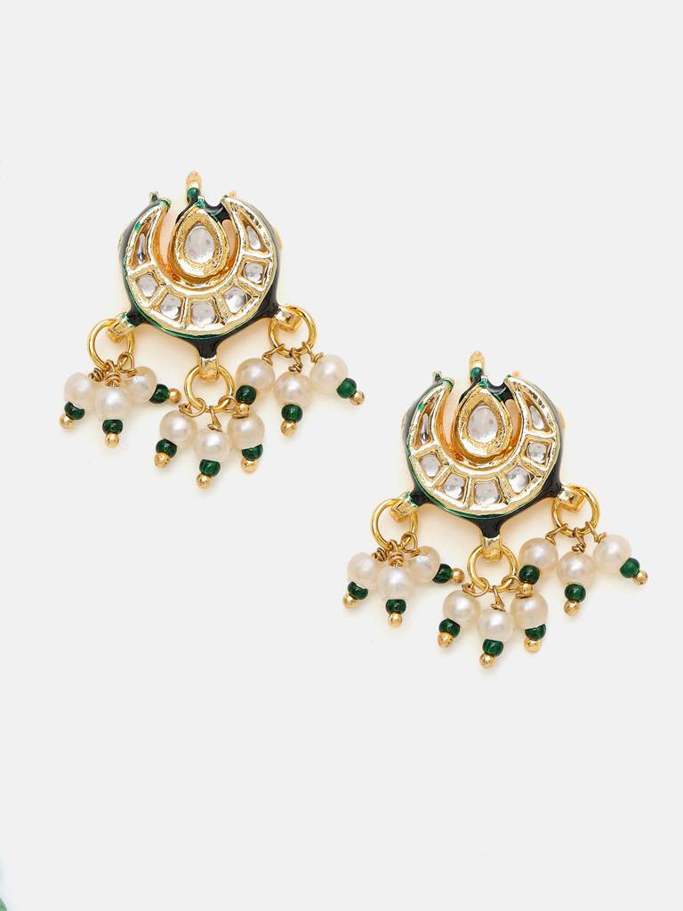 Long Kundan And Stonework Necklace With Earrings : RRSEP25-79