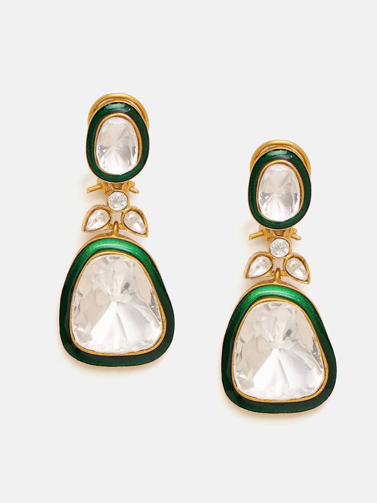 Green Meenakari Kundan Layered Necklace With Earrings : RRSEP25-91