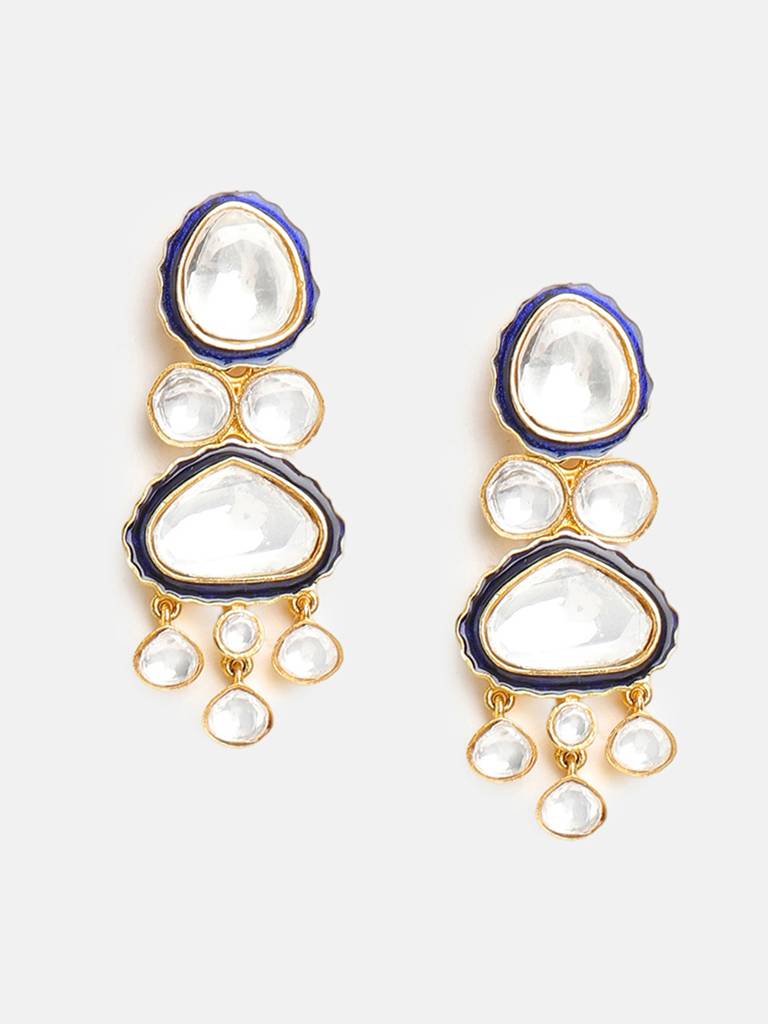 Blue Meenakari Kundan Layered Necklace With Earrings & Maang Tikka : RRSEP25-92