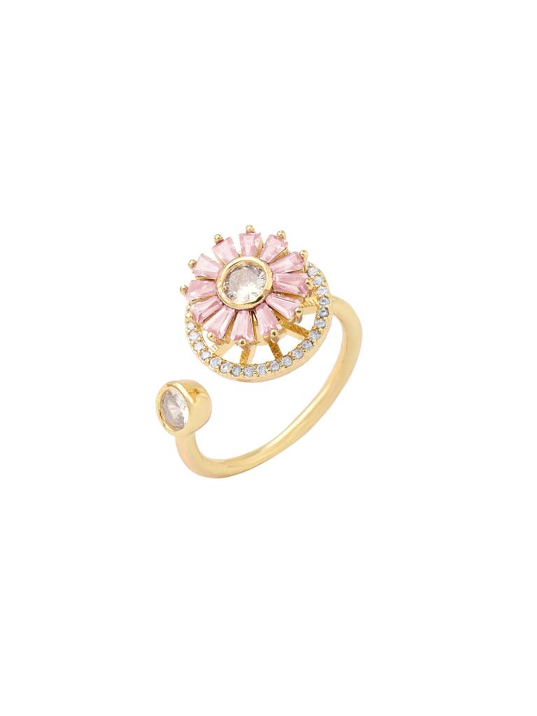 Haya Baguette Spinner Ring For Women & Girls Finger Ring Jewellery Accessories : RS13809-G-PNK