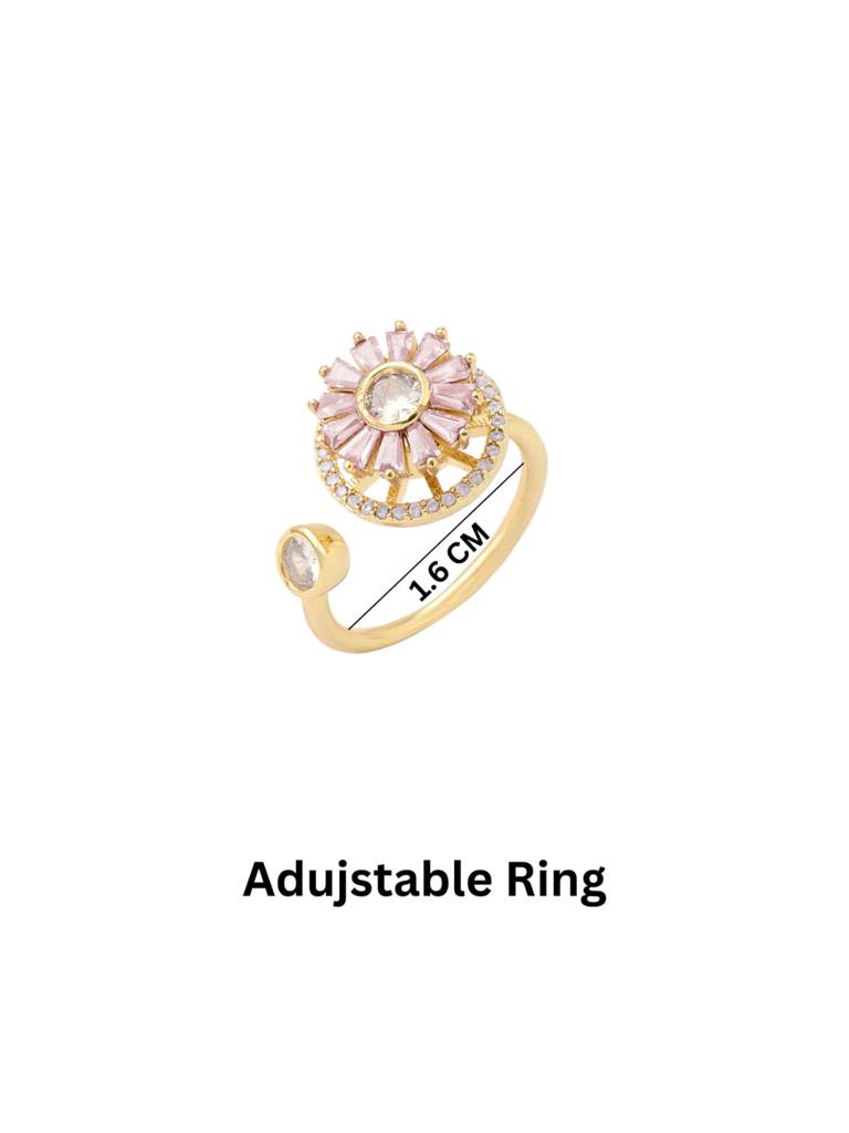 Haya Baguette Spinner Ring For Women & Girls Finger Ring Jewellery Accessories : RS13809-G-PNK