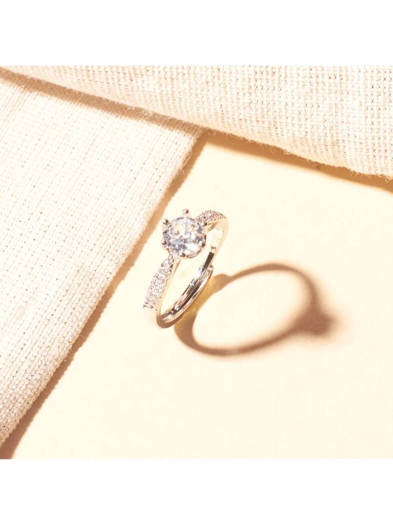 Elegant Crystal Silver Ring For Women & Girls : RS14308-S