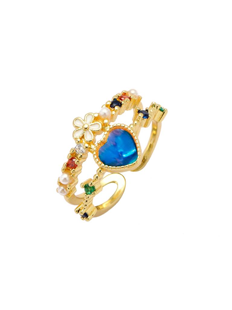 Gemstone Heart Ring For Women & Girls : RS14330-G-BLU