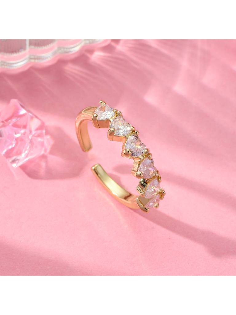 Romantic Heart Diamonds Ring For Women & Girls : RS14331-G-WHT