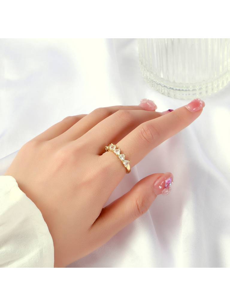 Romantic Heart Diamonds Ring For Women & Girls : RS14331-G-WHT
