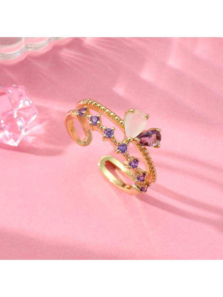Majestic Stone Crown Ring For Women & Girls : RS14332-G-PPL