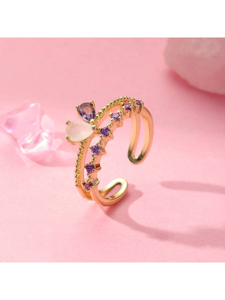 Majestic Stone Crown Ring For Women & Girls : RS14332-G-PPL