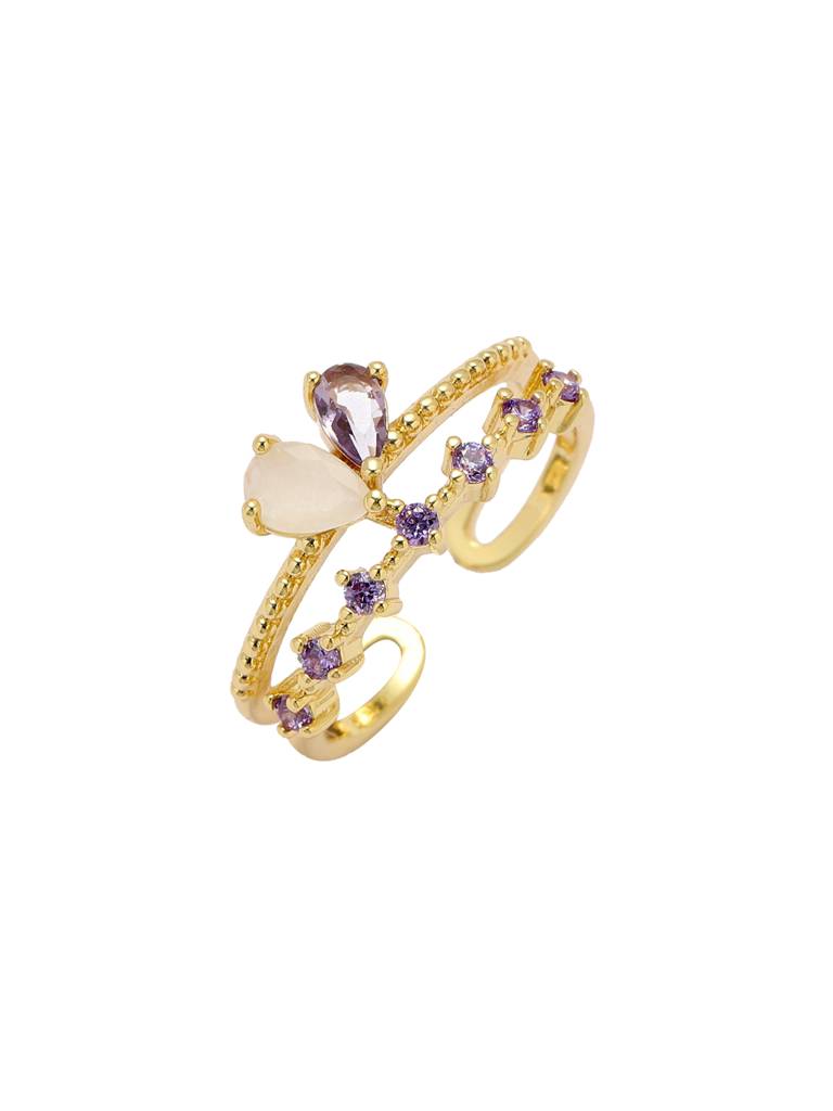 Majestic Stone Crown Ring For Women & Girls : RS14332-G-PPL