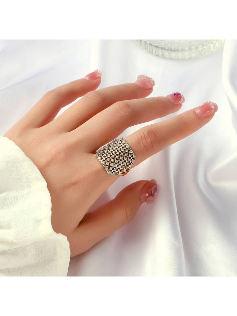 Maharani Gemstone Cocktail Ring For Women & Girls : RS14368-G-WHT
