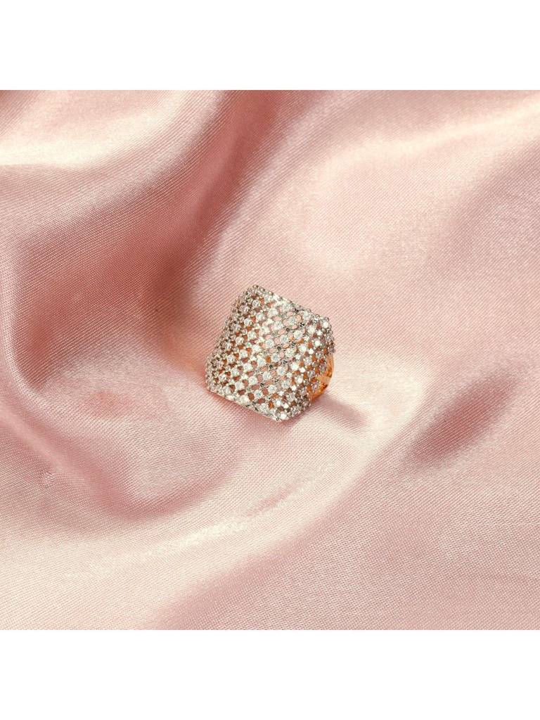 Maharani Gemstone Cocktail Ring For Women & Girls : RS14368-G-WHT