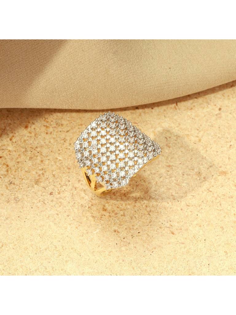 Maharani Gemstone Cocktail Ring For Women & Girls : RS14368-G-WHT