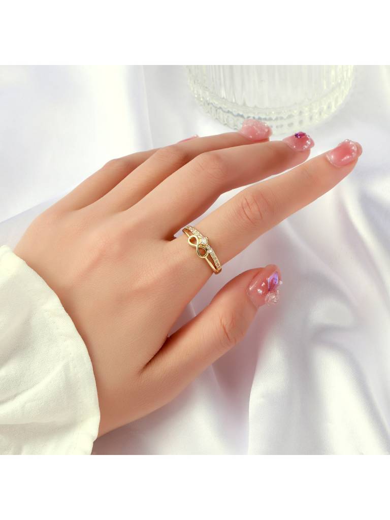 Golden Love Infinity Ring For Women & Girls Finger Ring Jewellery Accessories : RS14392-G