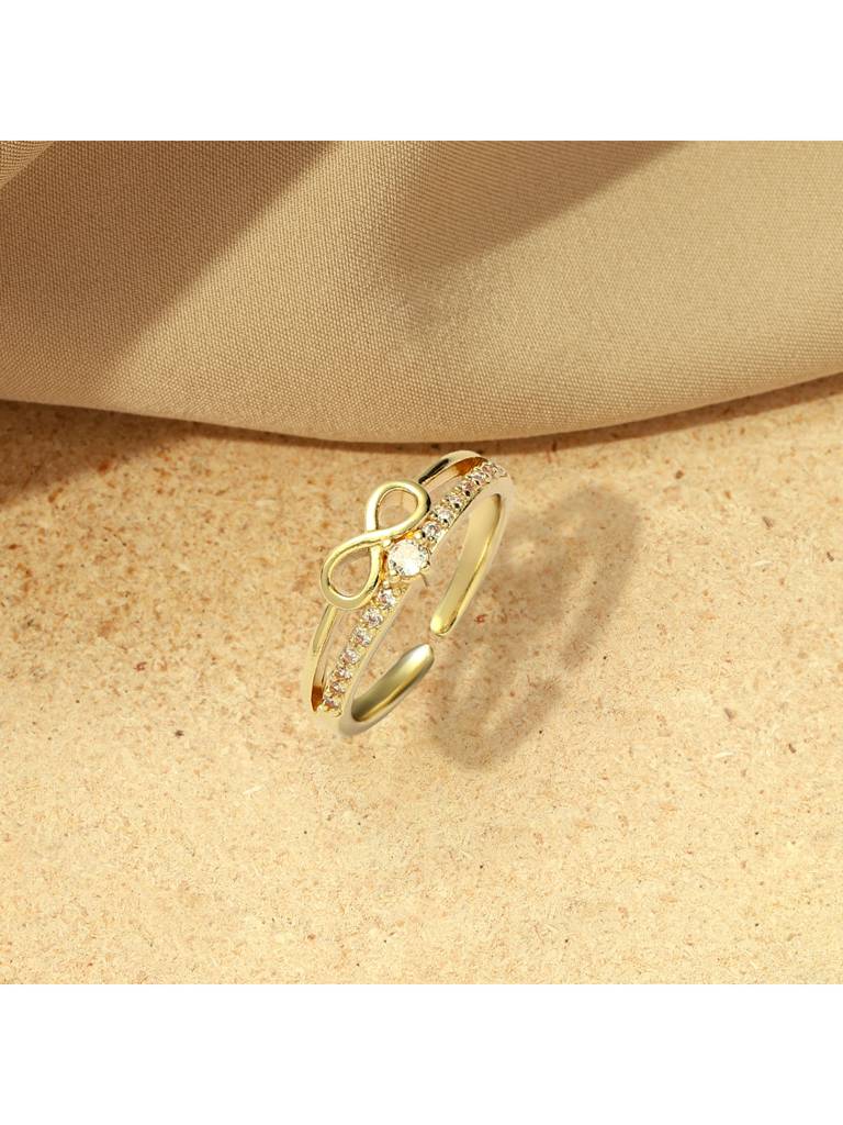 Golden Love Infinity Ring For Women & Girls Finger Ring Jewellery Accessories : RS14392-G