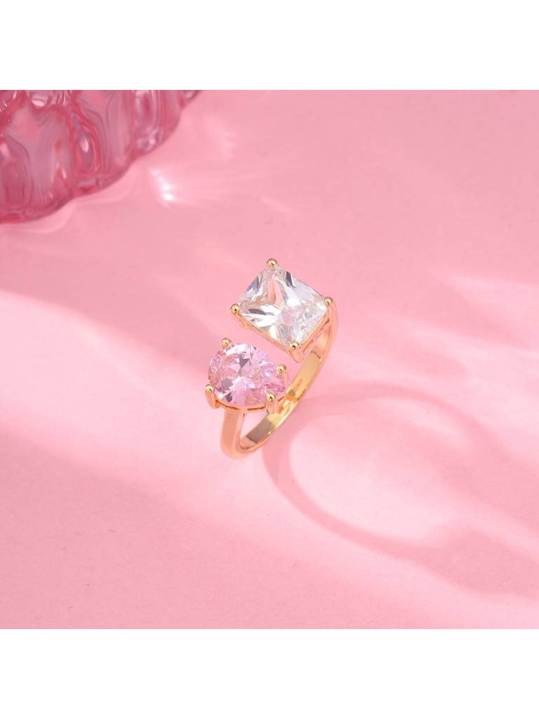 Mesmerize Toi-Et-Moi Ring For Women & Girls Finger Ring Jewellery Accessories : RS14394-G-WHT-PNK