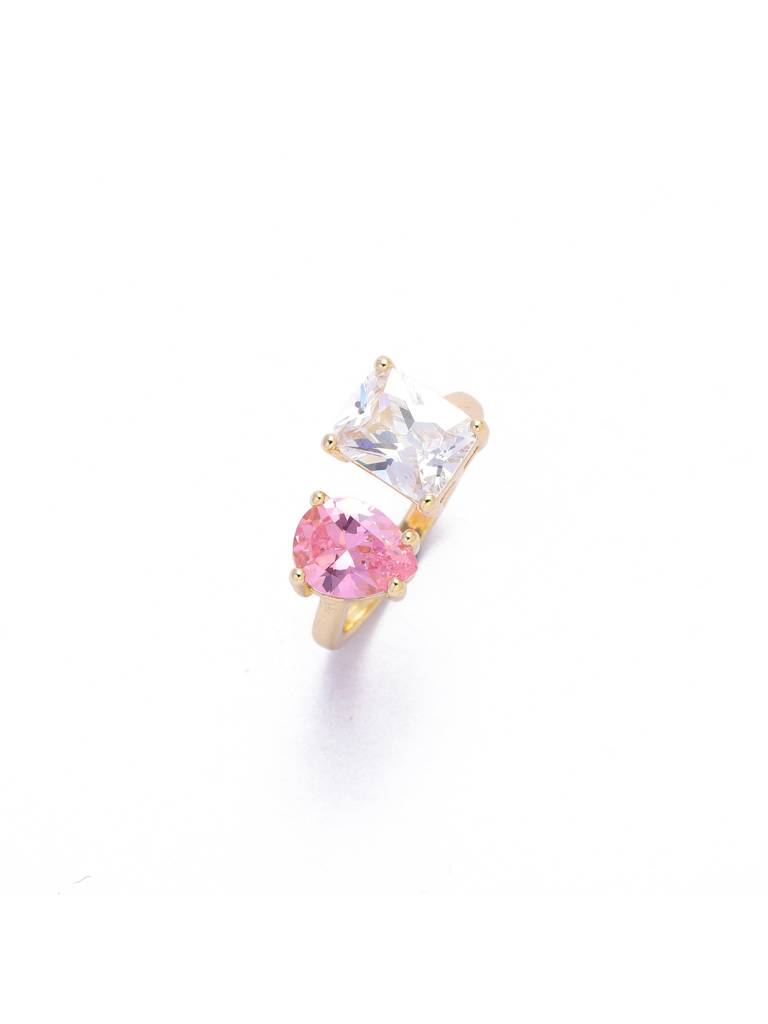 Mesmerize Toi-Et-Moi Ring For Women & Girls Finger Ring Jewellery Accessories : RS14394-G-WHT-PNK