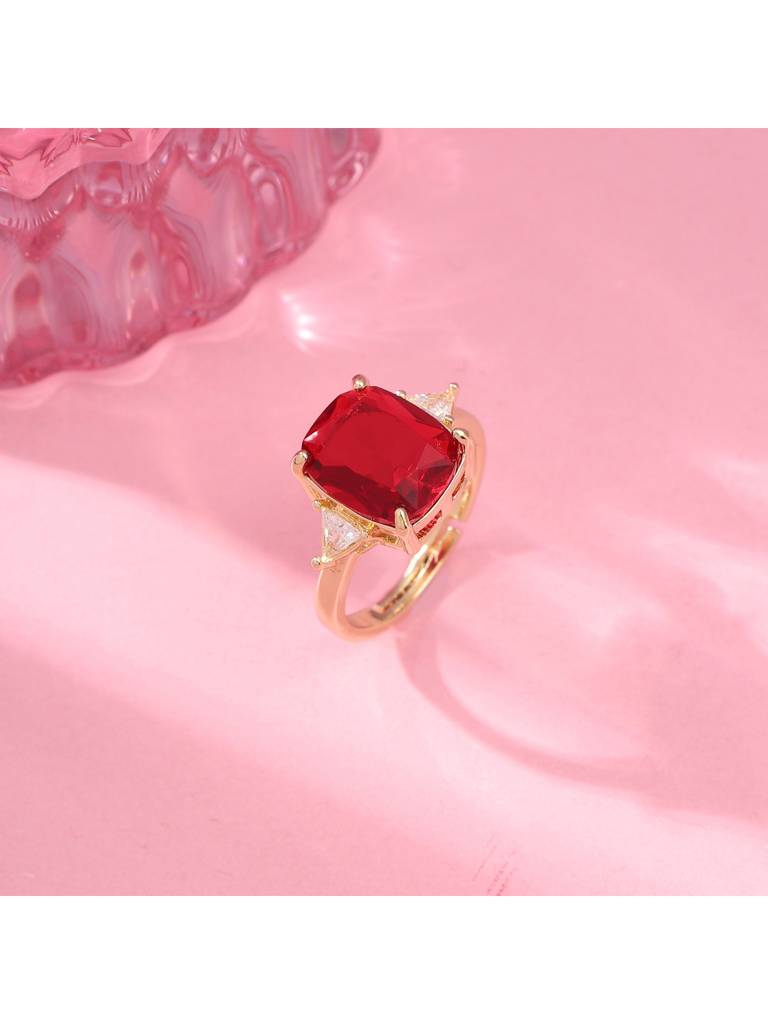 Scarlet Dream Ruby Ring For Women & Girls Finger Ring Jewellery Accessories : RS14397-G-RED