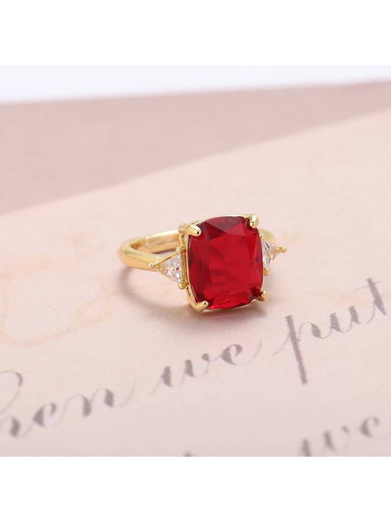 Scarlet Dream Ruby Ring For Women & Girls Finger Ring Jewellery Accessories : RS14397-G-RED