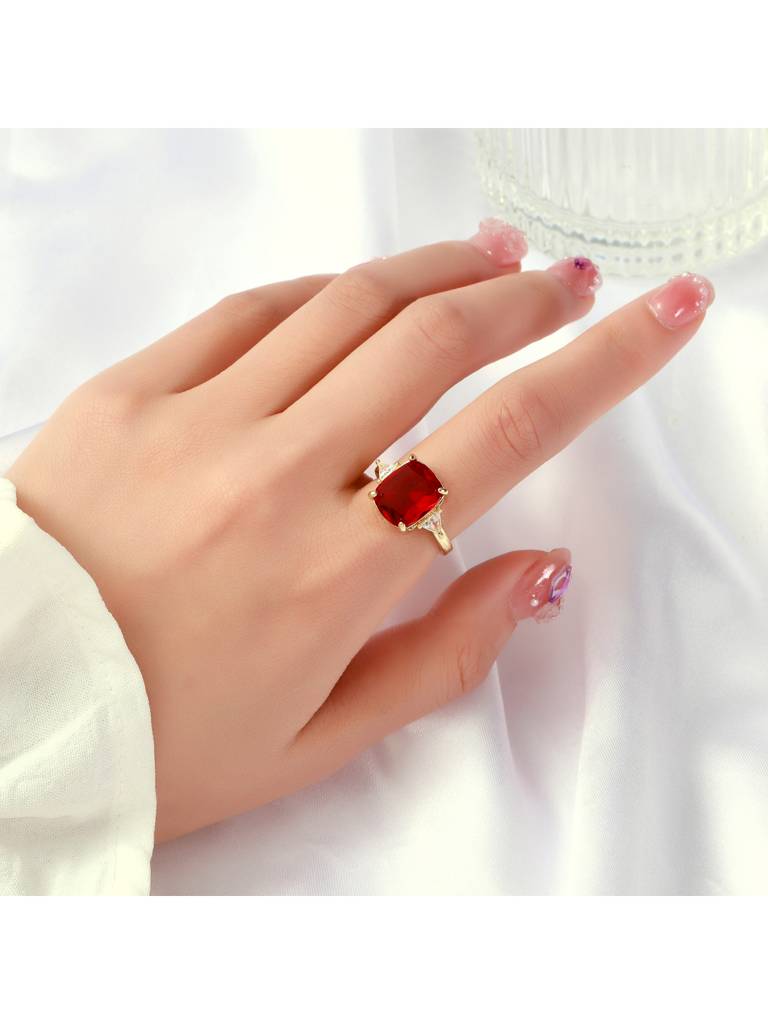Scarlet Dream Ruby Ring For Women & Girls Finger Ring Jewellery Accessories : RS14397-G-RED