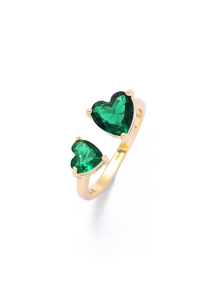 Emerald Double Heart Kylie Love Ring For Women & Girls Finger Ring Jewellery Accessories : RS10487