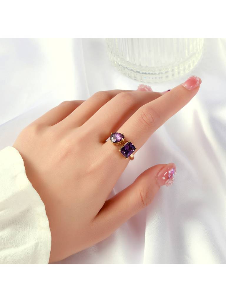 Plum Bliss Toi-Et-Moi Ring For Women & Girls Finger Ring Jewellery Accessories : RS14399-G-PPL