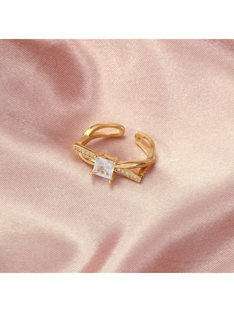 Forever Radiance Gold Ring For Women & Girls Finger Ring Jewellery Accessories : RS14404-G-WHT