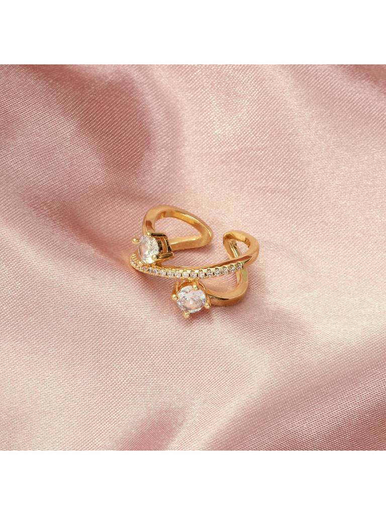 Celestial Diamond Gold Ring For Women & Girls Finger Ring Jewellery Accessories : RS14405-G-WHT