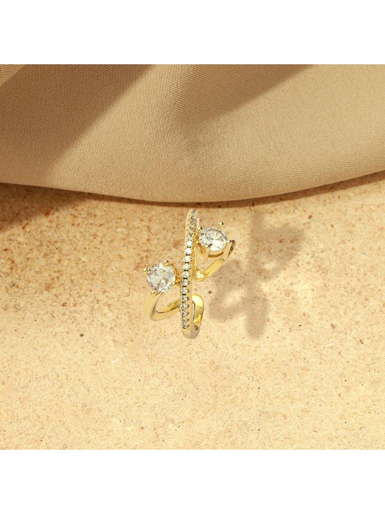 Celestial Diamond Gold Ring For Women & Girls Finger Ring Jewellery Accessories : RS14405-G-WHT