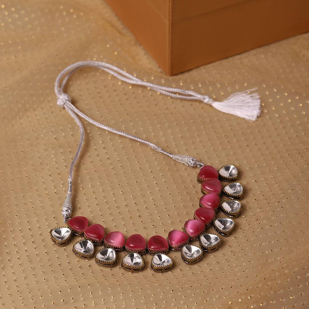 Pink And Kundan Stone Neckpiece : RSA22-10