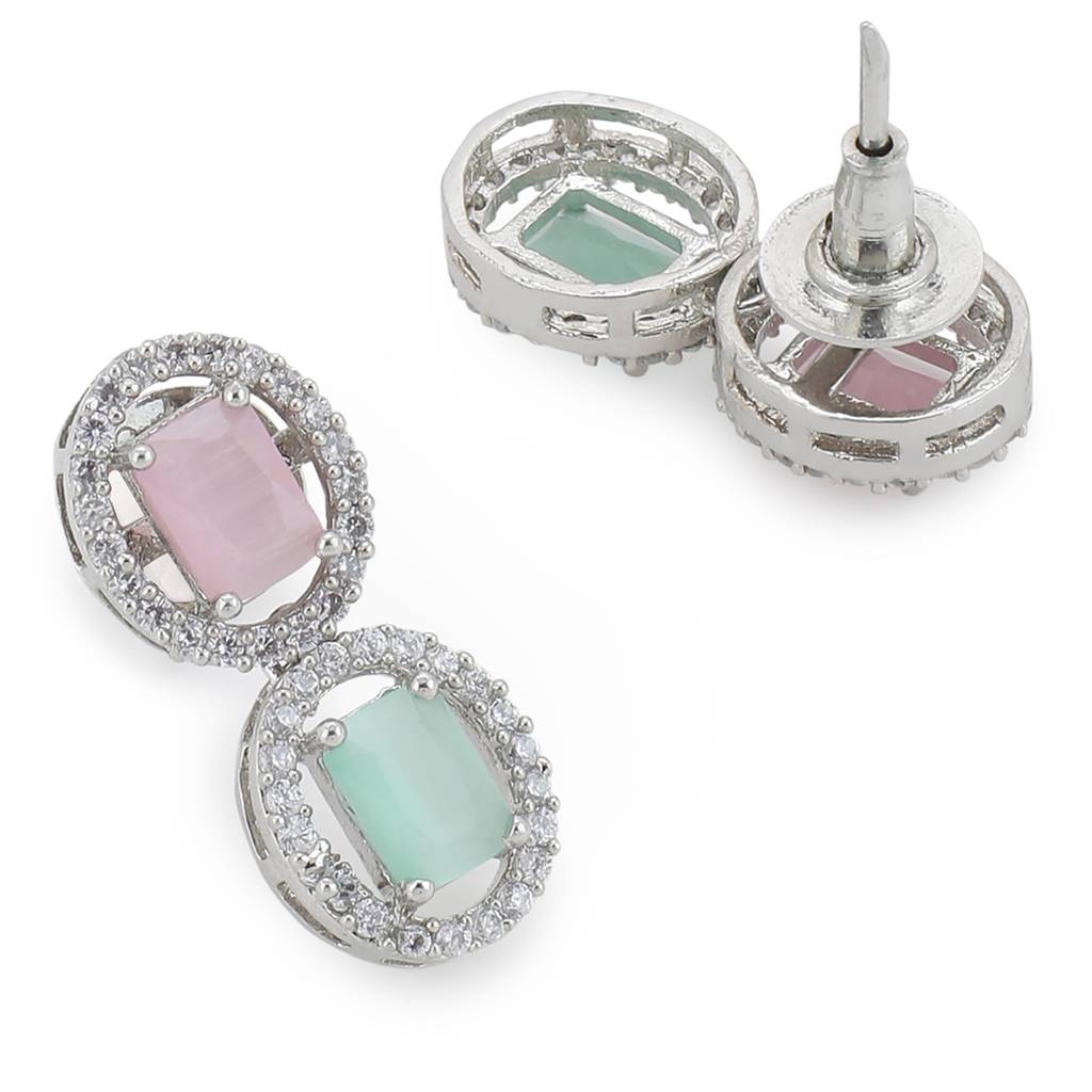 Blush Colored Diamond & Semi Precious Stone Neckpiece With Earrings : RSA22-13