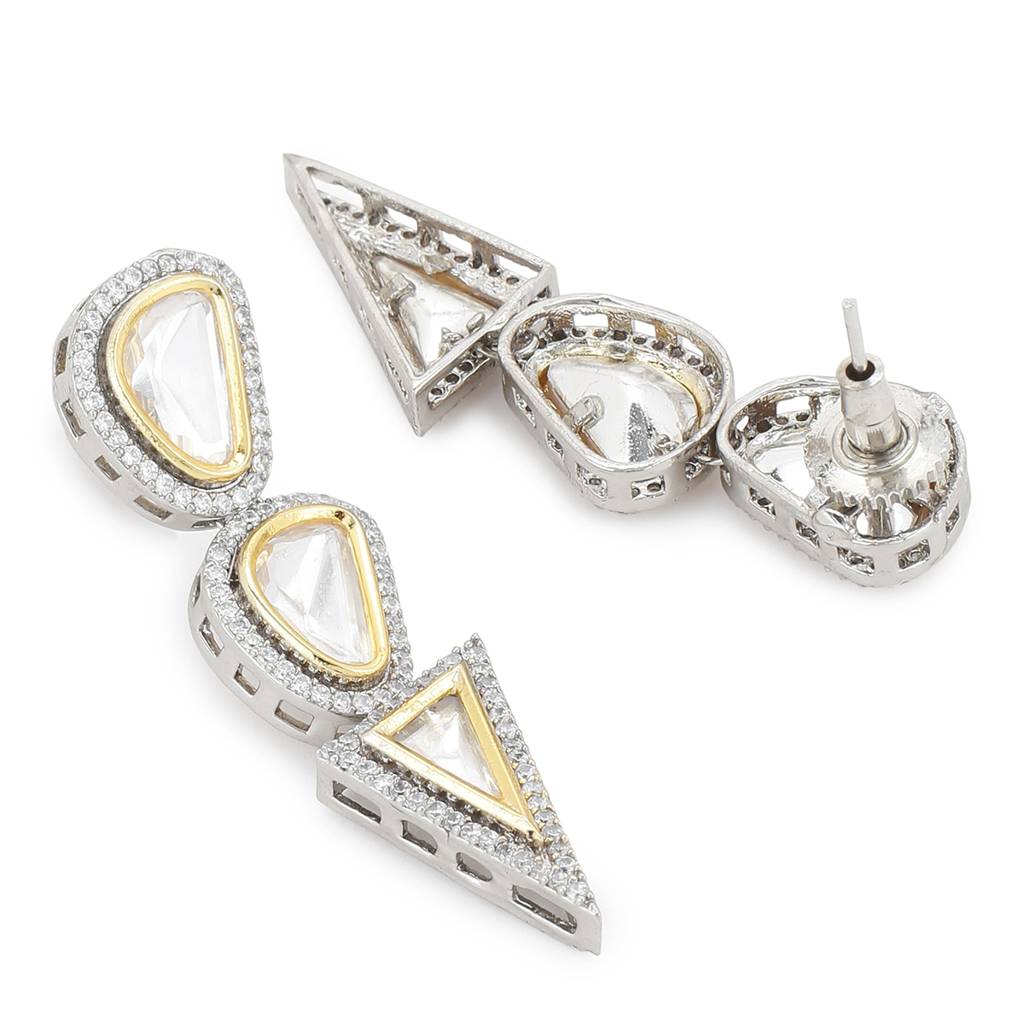 Diamond & Semi Precious Stone Neckpiece With Earrings With Chain : RSA22-15